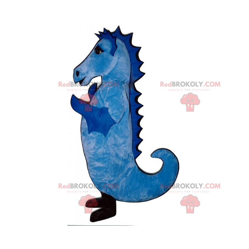 Mascota de caballito de mar azul y pies negros - Redbrokoly.com