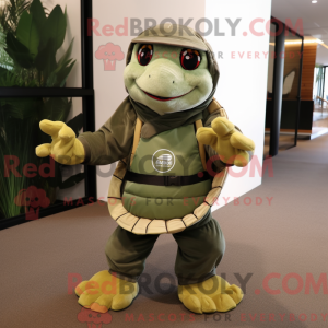 Olive Turtle maskot kostume...