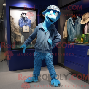 Blå struds maskot kostume...