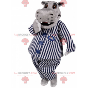 Flodhästmaskot i randig pyjamas - Redbrokoly.com