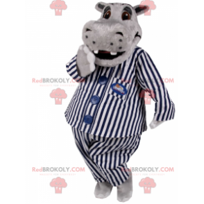 Mascotte d'hippopotame en pyjama raye - Redbrokoly.com