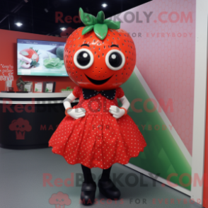 Fantasia de mascote de morango com mini-saia e botões de punho - Mascotes de morango - REBROKO_266450 - RedBrokoly.com