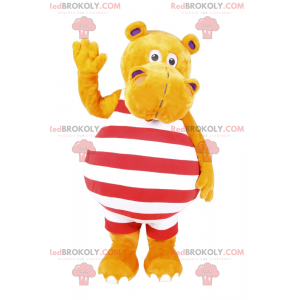 Nijlpaardmascotte in gestreepte badkleding - Redbrokoly.com