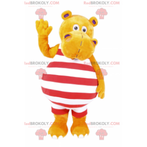 Hippopotamus mascot in striped swimwear - Redbrokoly.com