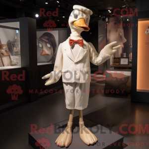 Beige Swan-maskotdraktfigur...