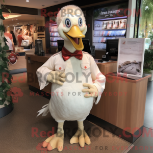 Beige Swan-maskotdraktfigur...