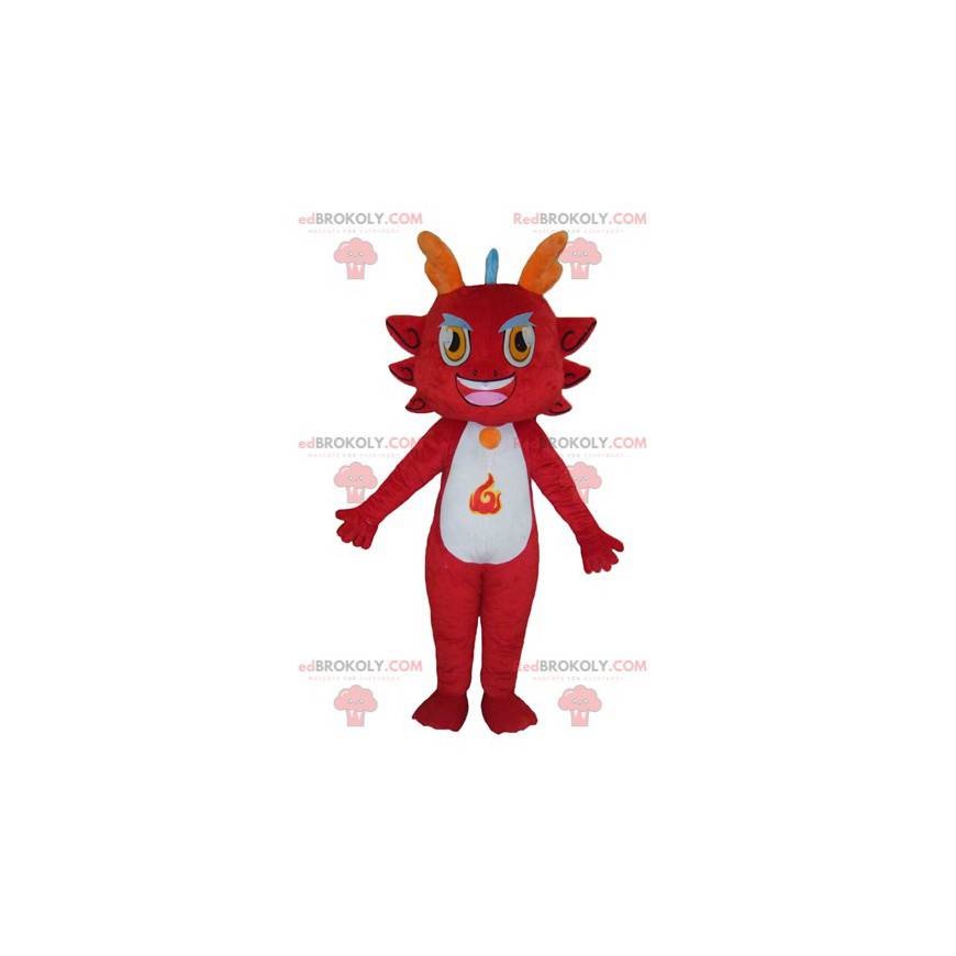 Rød drage maskot ser djævelsk ud - Redbrokoly.com