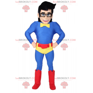 Man mascot in blue superhero outfit - Redbrokoly.com