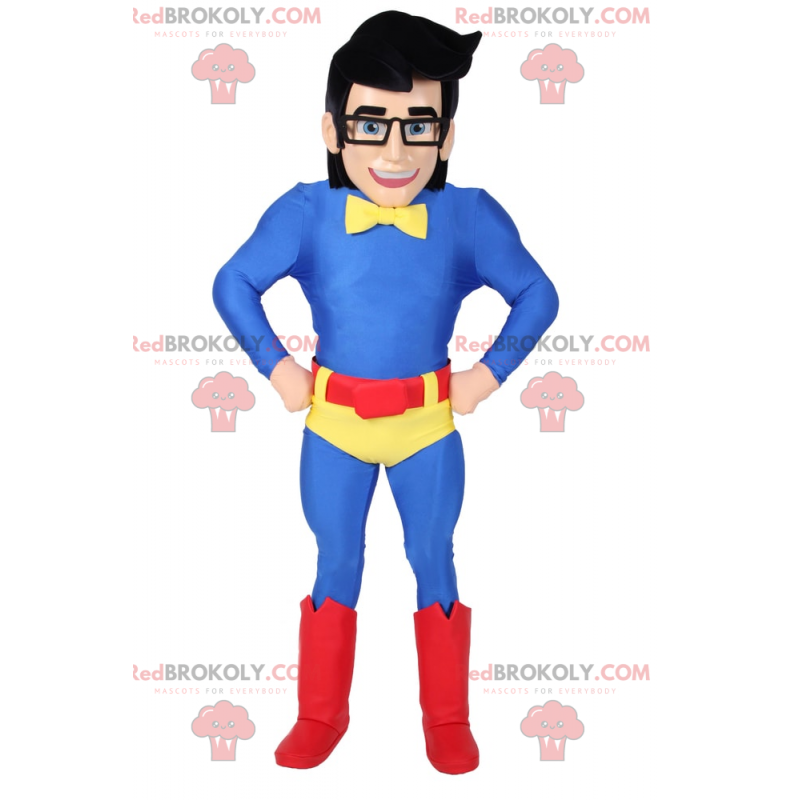 Mand maskot i blå superhelt outfit - Redbrokoly.com Mand maskot i blå superhelt outfit - Redbrokoly.com