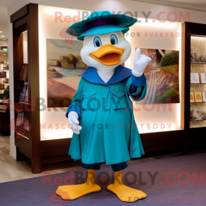 Teal Muscovy Duck mascot...