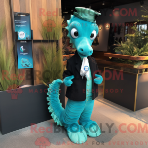 Blågrøn Seahorse maskot...