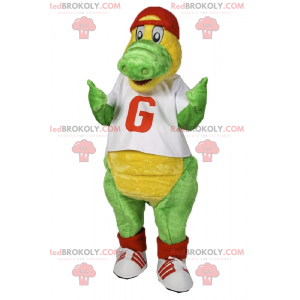 Dinosaurier-Maskottchen mit T-Shirt und Mütze - Redbrokoly.com