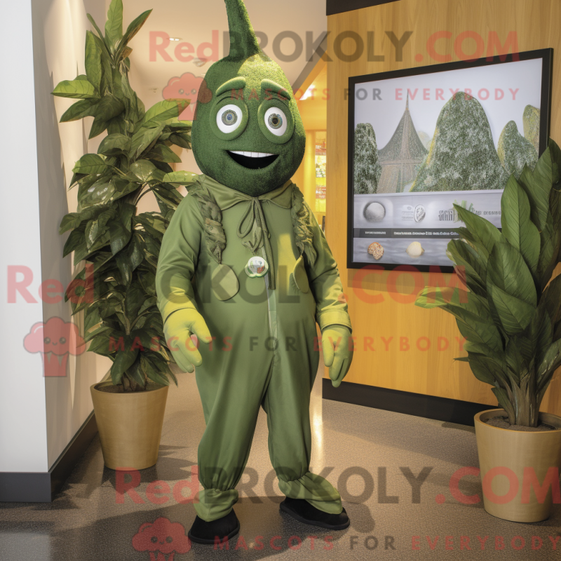 Fantasia de mascote da Olive Alliance com macacão e gravatas - Mascotes da aliança - REBROKO_266623 - RedBrokoly.com
