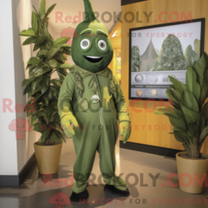 Fantasia de mascote da Olive Alliance com macacão e gravatas - Mascotes da aliança - REBROKO_266623 - RedBrokoly.com