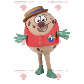 Spotted egg mascot with red jacket and hat - Redbrokoly.com