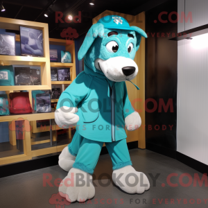 Postava maskota Teal Dog...