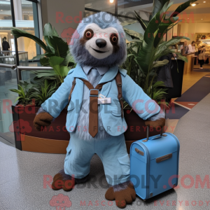 Sky Blue Sloth maskot drakt...