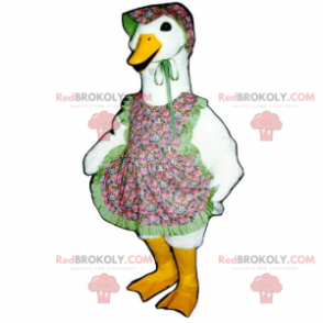 Goose mascot with apron and hat with flowers - Redbrokoly.com