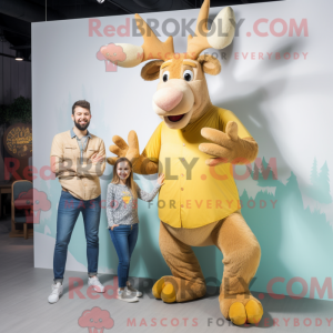 Gold Elk maskot kostume...