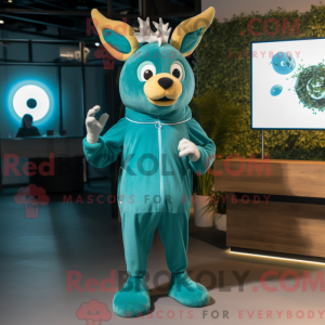 Teal Elk mascot costume...