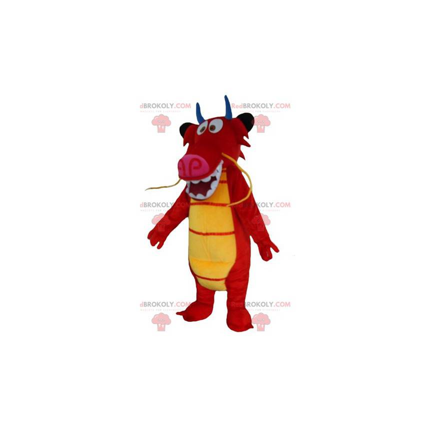 Mascotte Mushu, de beroemde rode draak uit de tekenfilm Mulan -