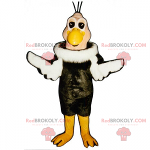 Mascote pássaro com casaco bicolor - Redbrokoly.com