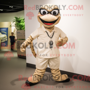 Beige Snake-mascottekostuum...