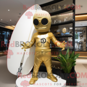 Fantasia de mascote de Ninja dourado com bermuda e faixa de smoking - Mascotes ninjas - REBROKO_266922 - RedBrokoly.com