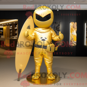 Guld Ninja maskot kostume...