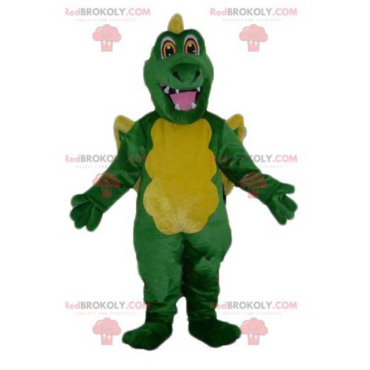 Mascotte de dragon vert et jaune géant - Redbrokoly.com