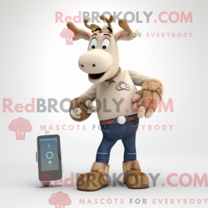 Beige eland-mascottekostuum...