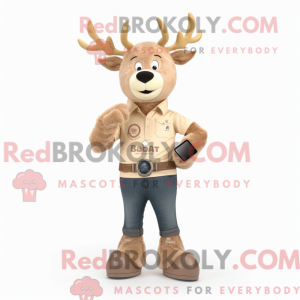Beige Elk mascot costume...