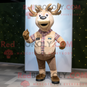 Beige Elk maskot kostume...