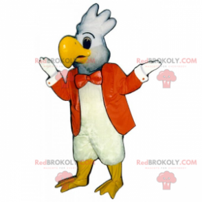 Mascotte d'oiseau avec veste et nœud papillon - Redbrokoly.com