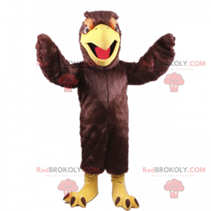 Hnědý pták maskot s otevřeným zobákem - Redbrokoly.com