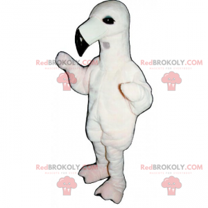 Weißes Vogelmaskottchen mit einem langen Schnabel -