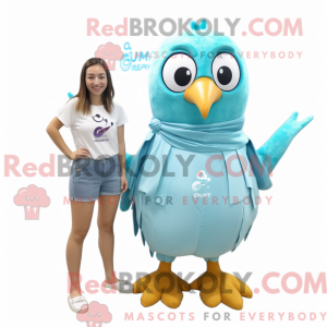Cyan Quail maskotdraktfigur...