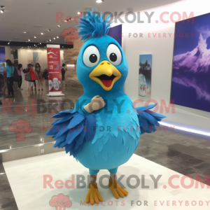 Cyan Quail maskot kostume...