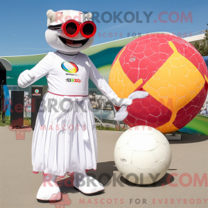 Hvid Petanque Ball maskot...