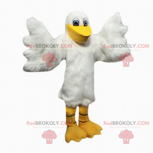 Mascote pássaro branco com olhos azuis - Redbrokoly.com