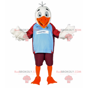Mascotte d'oiseau blanc en tenue de soccer - Redbrokoly.com