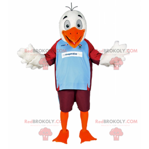 White bird mascot in soccer gear - Redbrokoly.com