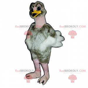 Witte en grijze struisvogelmascotte - Redbrokoly.com