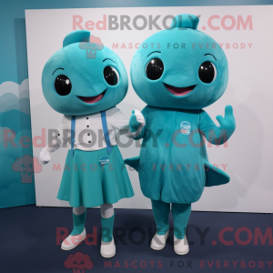 Teal Narwhal mascot costume...