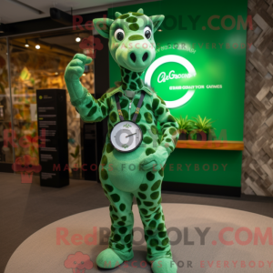 Zielony żyrafa maskot...