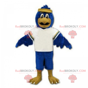 Mascote pássaro azul com bandana - Redbrokoly.com