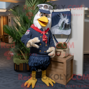 Navy Rooster maskot kostume...