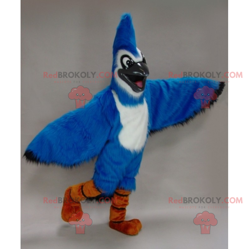 Mascote pássaro azul e branco - Redbrokoly.com