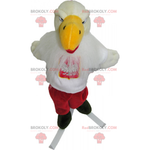 Mascotte d'oiseau en ski - Redbrokoly.com