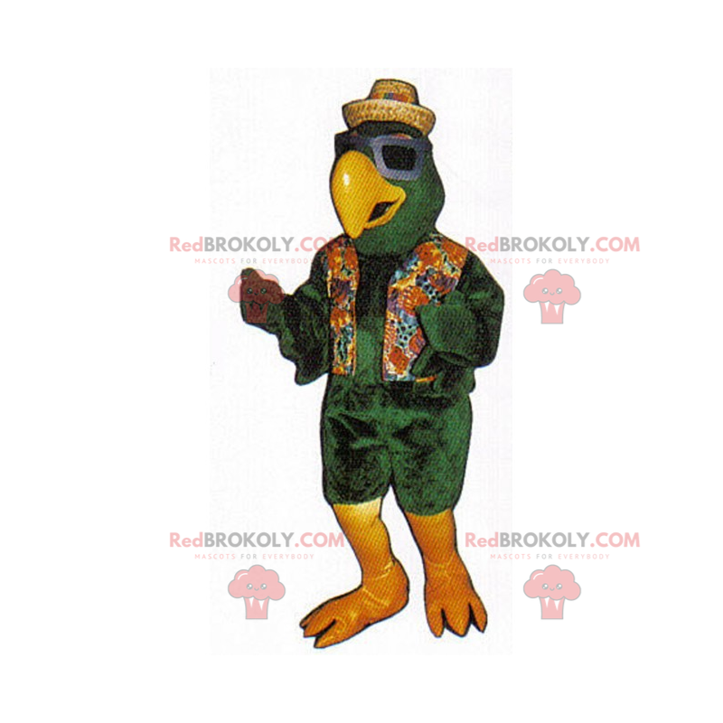 Mascote pássaro em roupa de praia - Redbrokoly.com